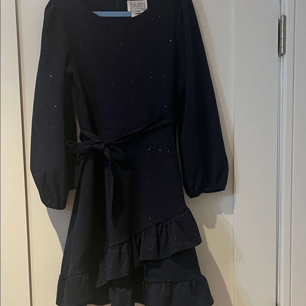 Blush Midnight Blue Formal Kids Dress with Sparkle